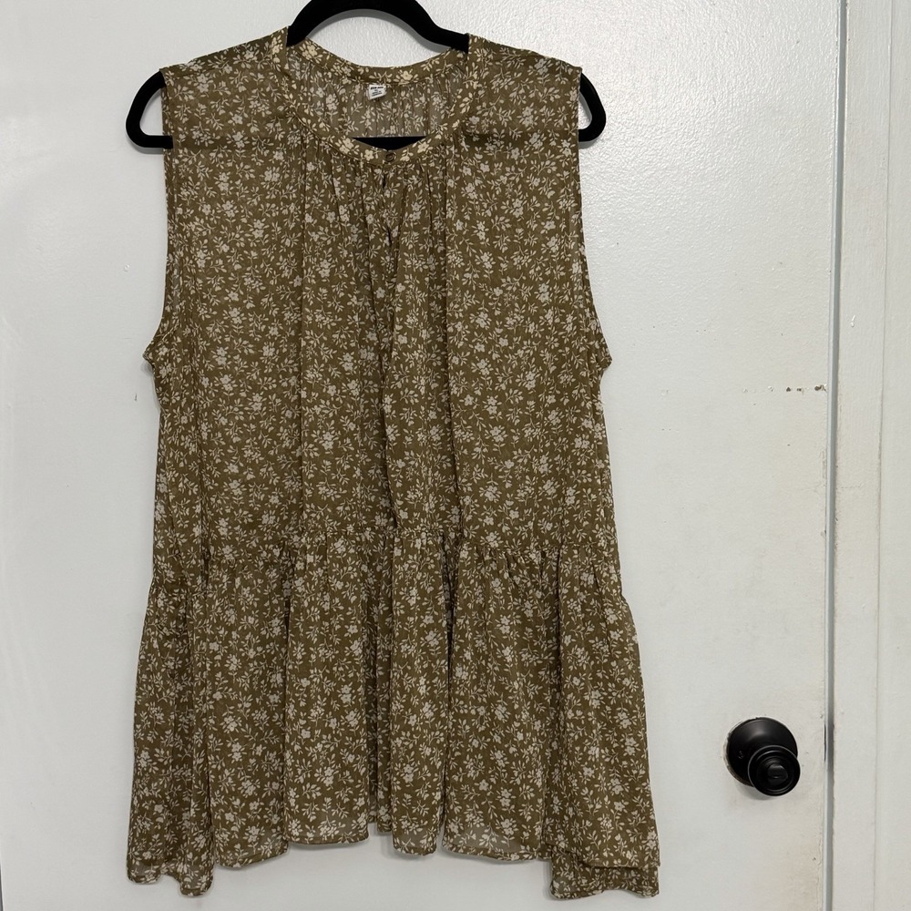 Uniqlo Ditsy Floral Boho Granola Cottagecore Sheer Romantic Feminine XL Blouse